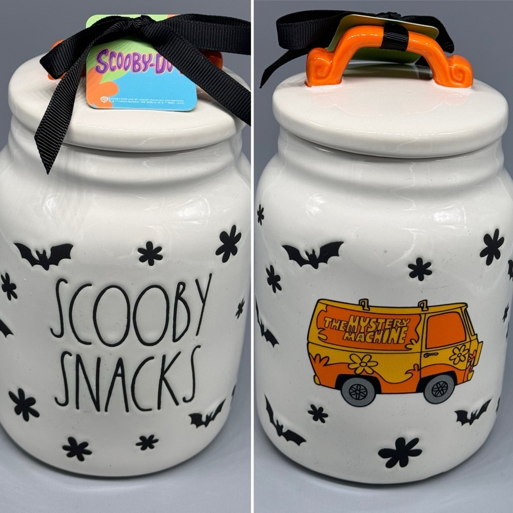 NEW Rae Dunn Halloween Scooby Doo Snacks Canister Jar Mystery Machine 6" Bats